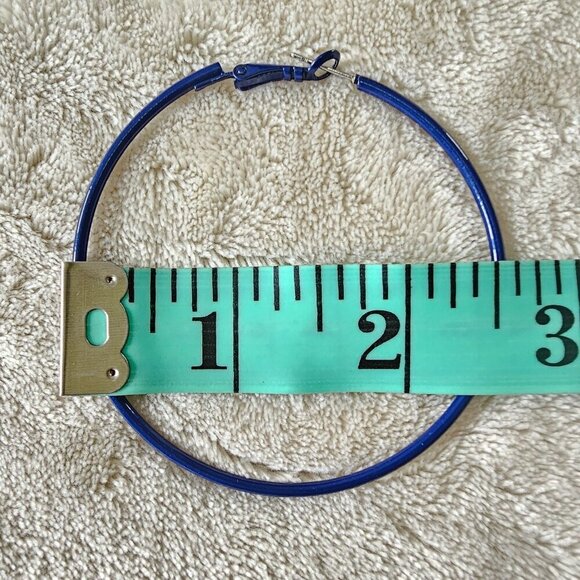 Large Hoop Earrings, Set of 3 Bundle | Black, Navy & Baby Blue - Picture 5 of 10